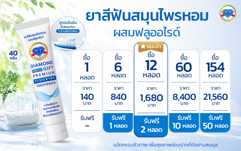 ยาสีฟันไดมอนด์กิฟ Premium (40g)